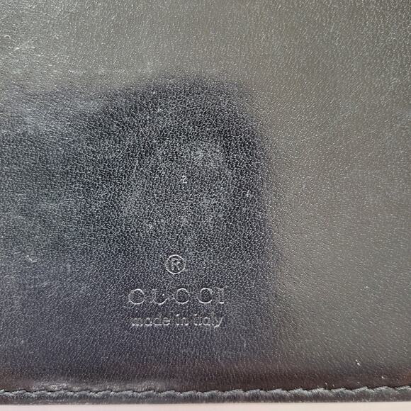 VINTAGE GUCCI BLACK LEATHER ID CARD HOLDER BIFOLD WALLET - Picture 3 of 16